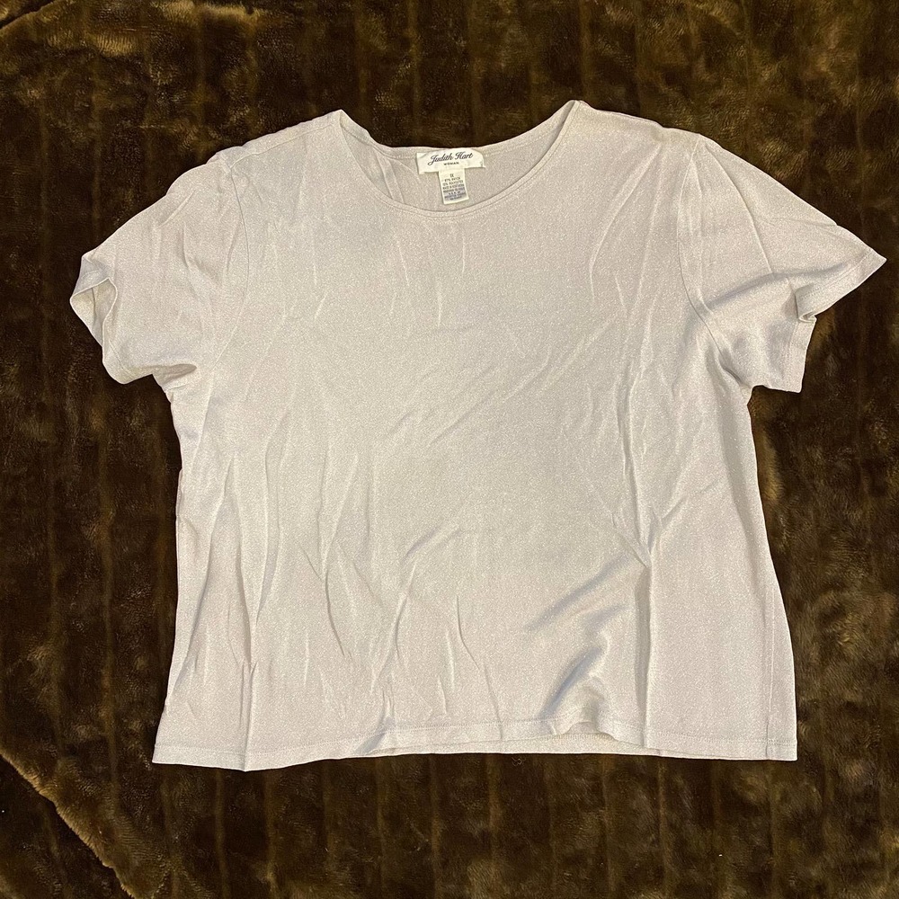 Judith Hart Woman 1X Silver Sparkle Knit Holiday Top in IMMACULATE CONDITION‎